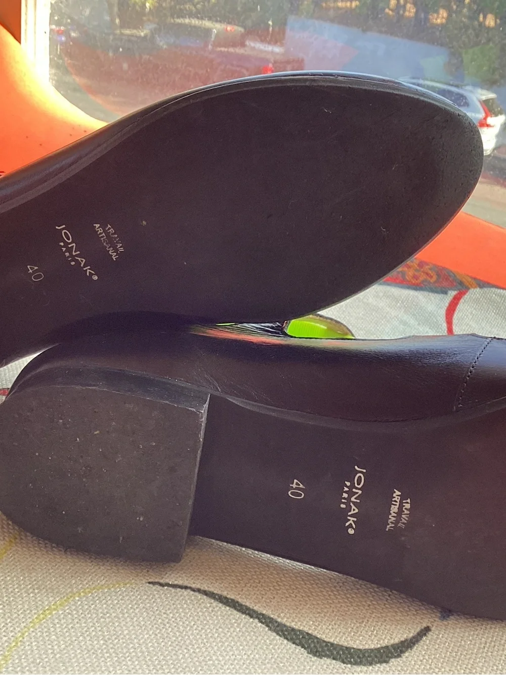 Jonak Paris Black Leather Cutout Mary Jane flats